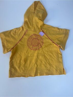 Evsie Girls Size 9 Mustard Yellow Short Sleeve Hoodie Kindness Graphic NWT